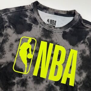 Mens NBA Tie Dye Long Sleeve Shirt Small Black Gray Neon Yellow Logo